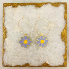 Load image into Gallery viewer, Large Daisy Hoops - Periwinkle
