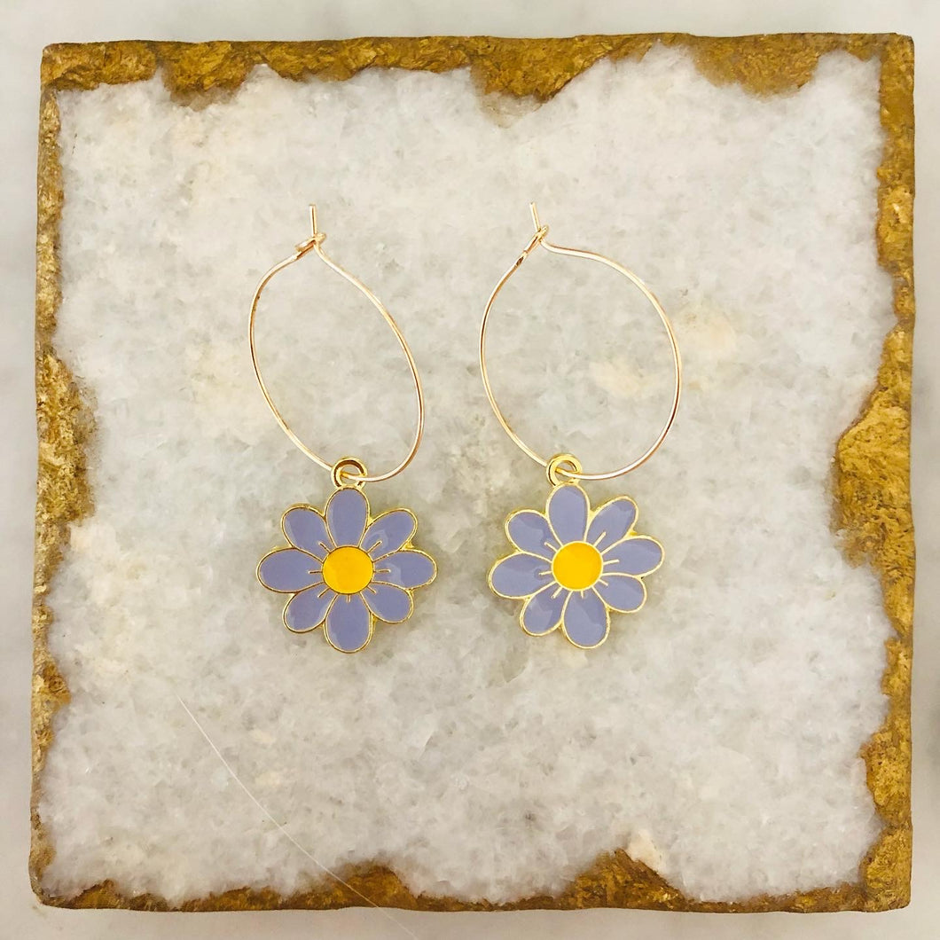 Large Daisy Hoops - Periwinkle