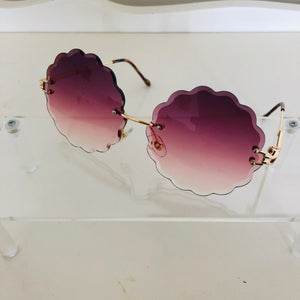 Round Scalloped Sunglasses - Plum