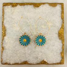 Load image into Gallery viewer, Large Daisy Hoops - Blue
