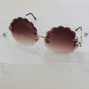 Round Scalloped Sunglasses - Tea