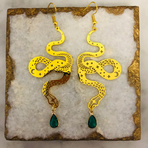 Jewel Snake Earrings - Gold
